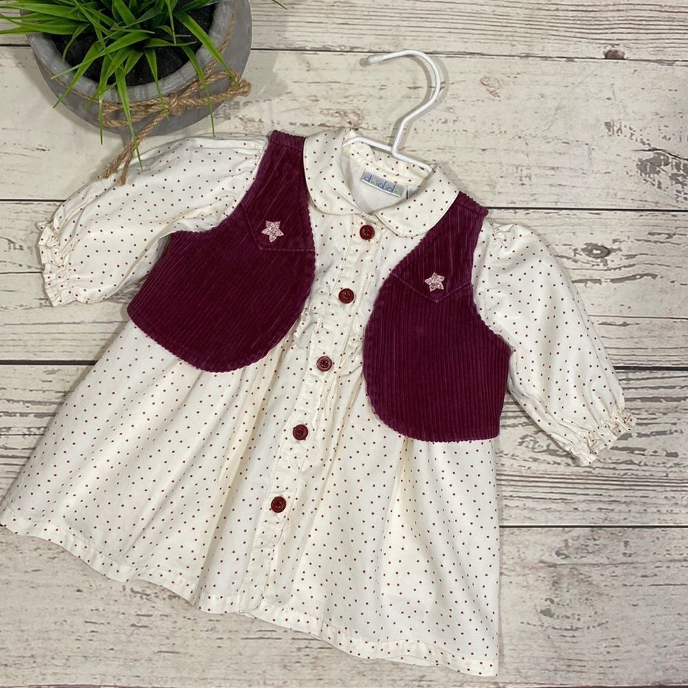 Infant Baby Girl Dress with Matching Vest. Size 6M
